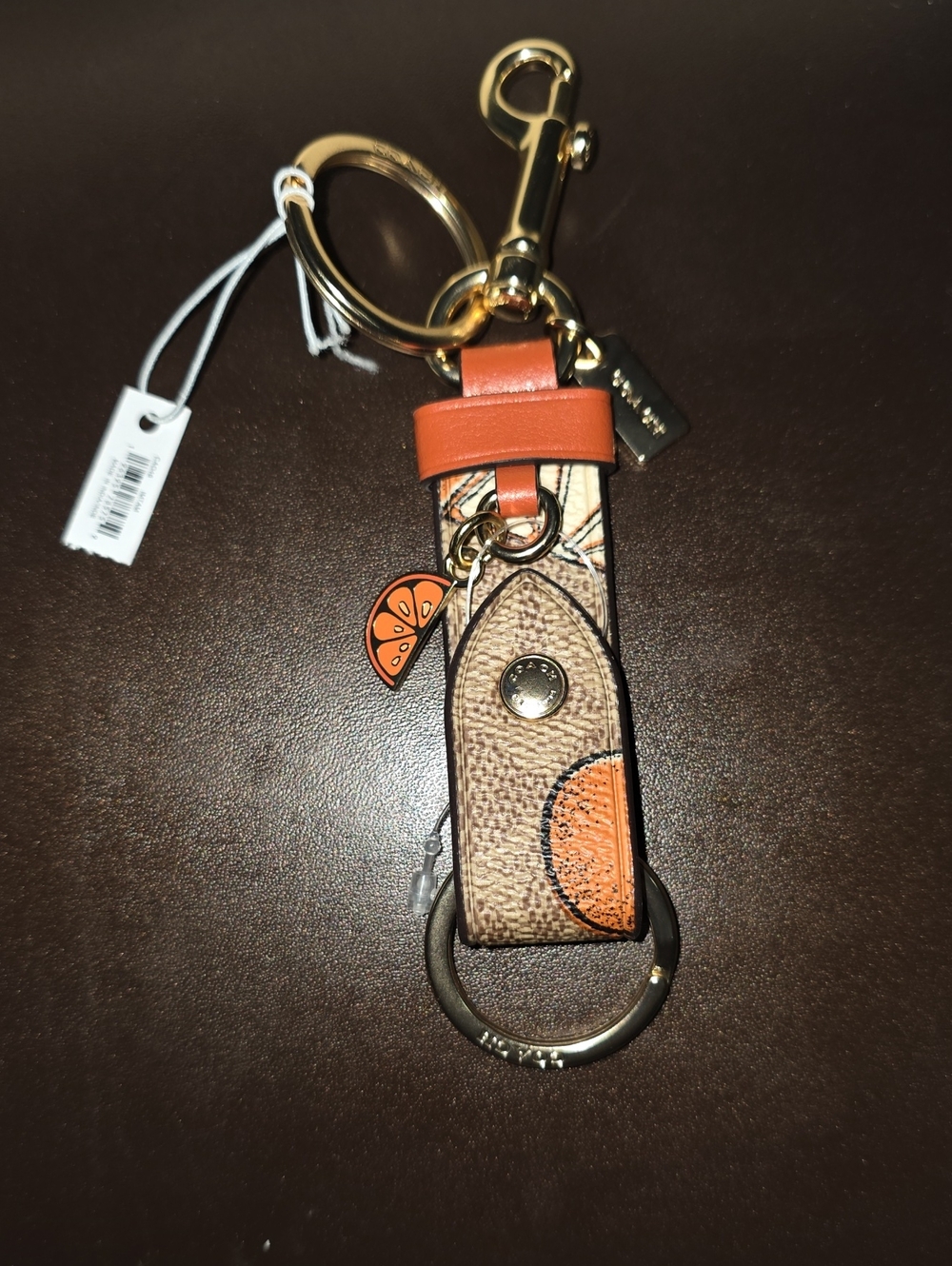 Coach Leather Key Ring Fob Charm NWT